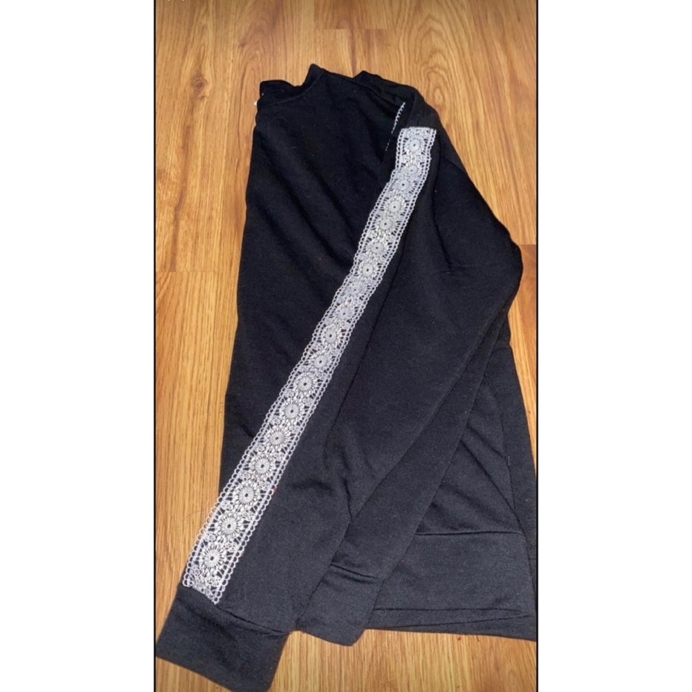 Black long sleeve with white lace